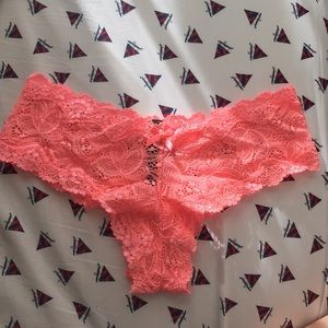 Very sexy cheeky coral lace panties